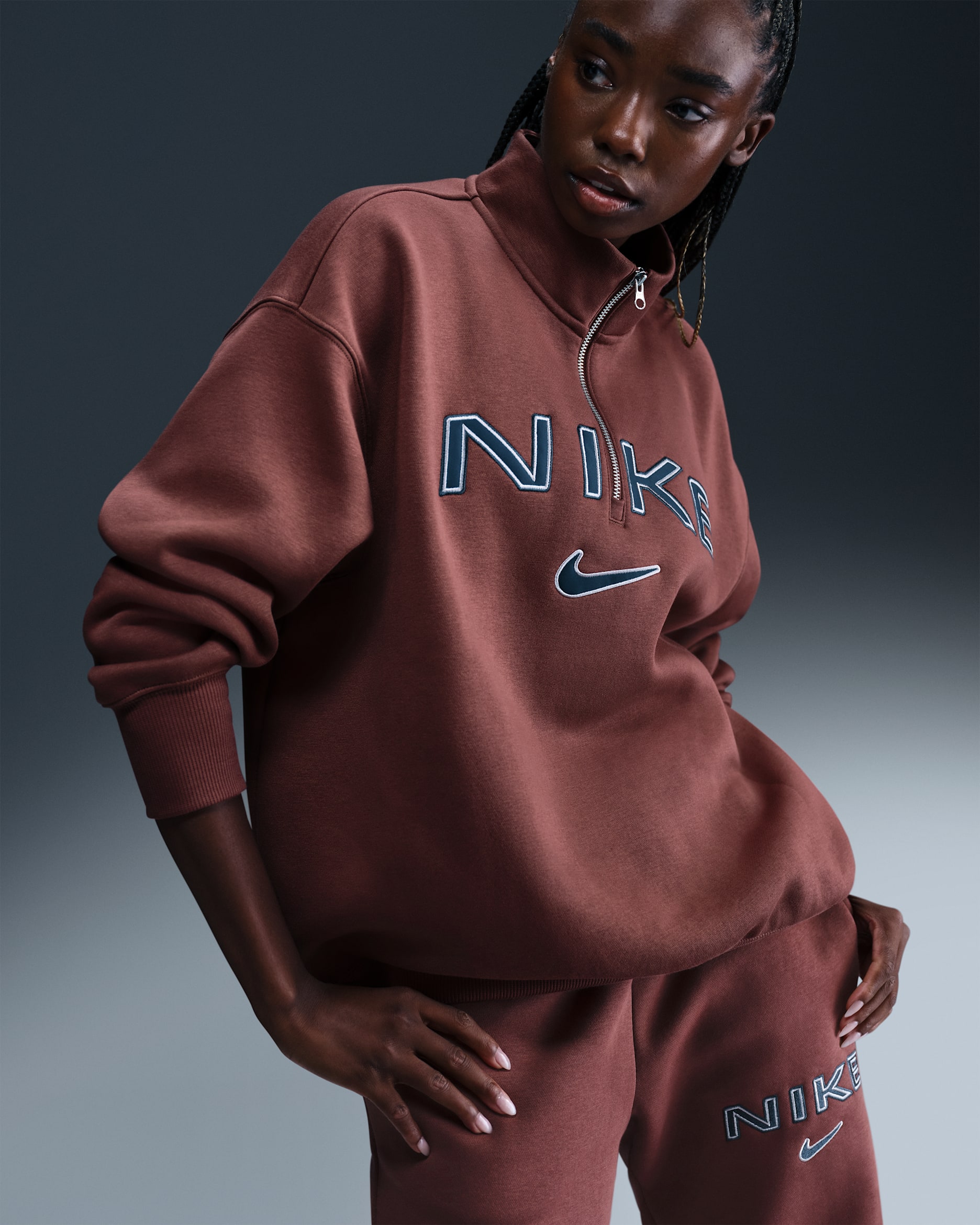 Nike Sportswear Phoenix Fleece Women's Oversized 1/4-Zip Logo Top